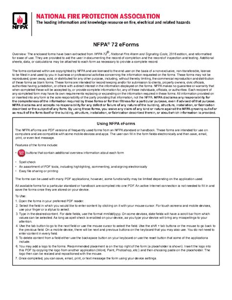 NFPA 72 eForms: Inspection & Testing Record Overview - Studocu