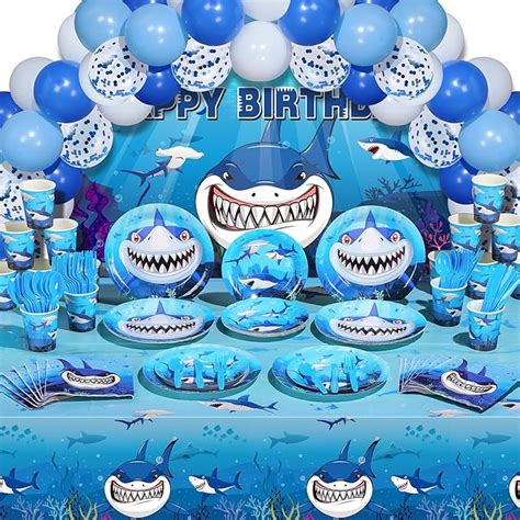 Amazon Yaomiao Pcs Shark Birthday Party Decorations Pack Serve