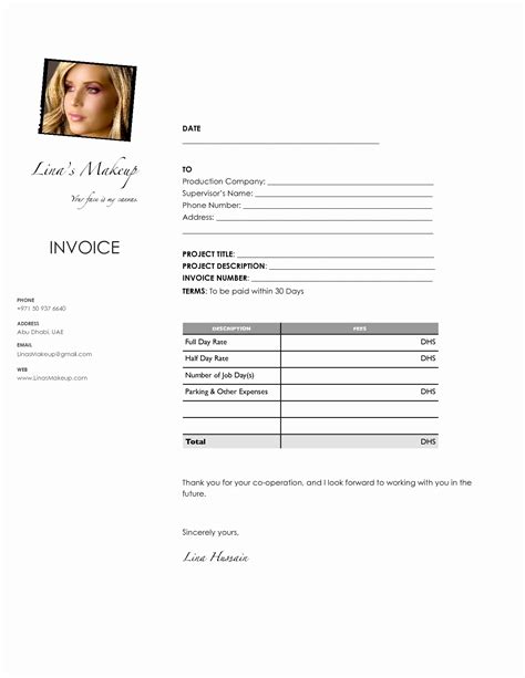 Makeup Invoice Template New Artist Invoice Template Elegant Makeup To