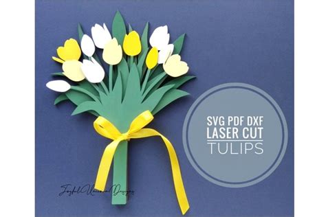 Tulip Bouquet SVG Laser Cut Flower Tulips Bundle Cut File