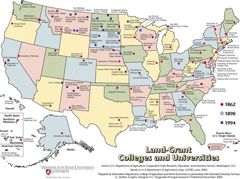 US College and University Land Grant Map - USA • mappery