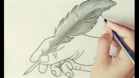 How To Draw A Sketch Of Hand With A Feather Pen YouTube