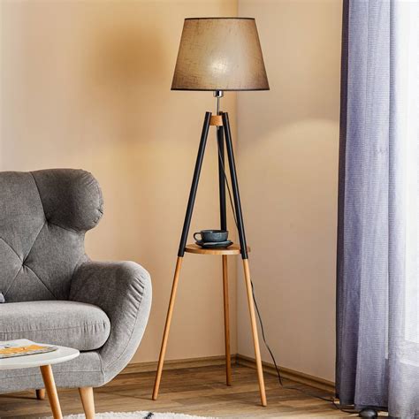 Lampadaire Vaio Tr Pied En Bois Abat Jour Gris In Stehlampe