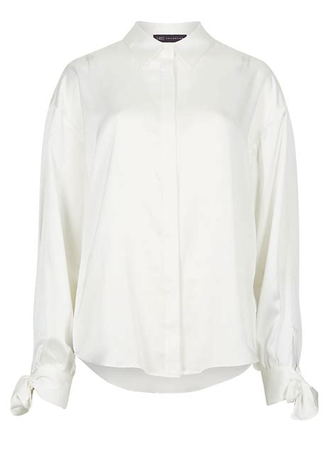 Marks And Spencer M Ivory Tie Cuff Long Sleeve Shirt Size To