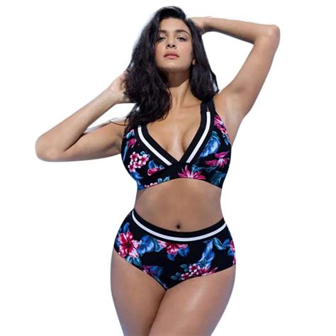 Women Floral Print Bikini Sets Biquini Cintura Alta Plus Size Swimwear Beach Suit Bikinis Women