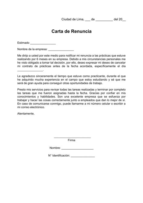 ᐅ Carta de Renuncia a Practicante Ejemplos y Modelos