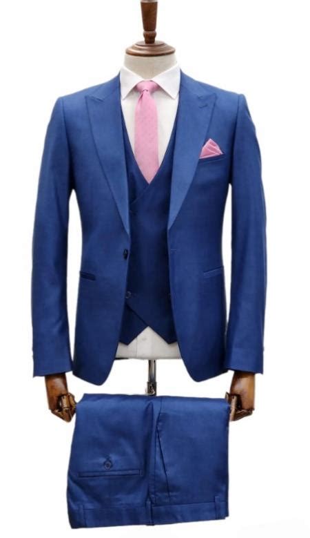 Mens Suits With Double Breasted Vest Single Button Peak La