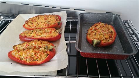 Luzmary Y Sus Recetas Caseras Pimientos Rellenos De Arroz Y Bacalao