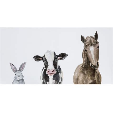 Farm Animals Canvas Wall Art 12x24