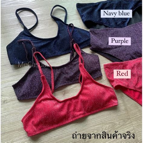 พรอมสง Glitter Bikini ทพชเอวสง ชดวายนำกรตเตอรกากเพชร สพาสเทลนารกมาก เกบกนสวย