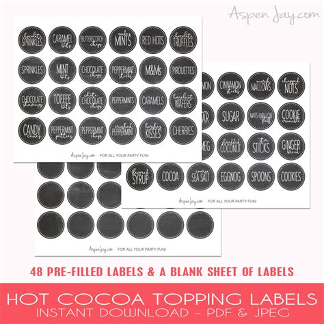 Hot Chocolate Bar Labels Free Printable Aspen Jay