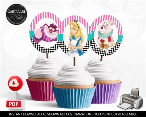 Alice In Wonderland Cupcake Toppers Printable Alice In Wonderland