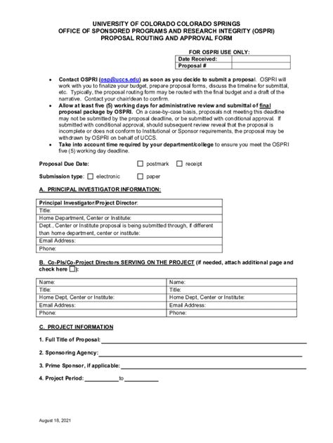 Fillable Online Proposal Routing And Approval Form Fax Email Print