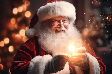 Premium Photo A Santa Claus Holding A Lit Candle In His Hands