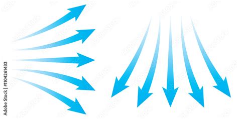 set  blue arrow showing air flow air flow vector illustration blue
