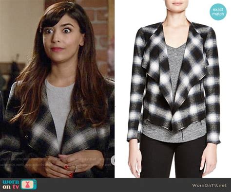 Wornontv Ceces Black And White Checked Jacket On New Girl Hannah Simone Clothes And