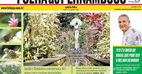 Capa Folha De Pernambuco Quinta De Agosto De