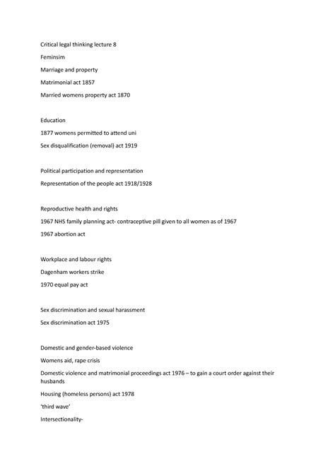 Critical Legal Thinking Feminism Critical Legal Thinking Lecture
