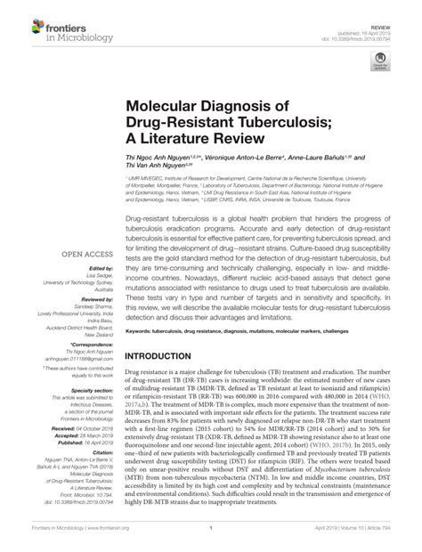 PDF Molecular Diagnosis Of Drug Resistant Tuberculosis A Literature