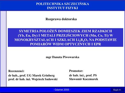 Ppt Politechnika Szczeci Ska Instytut Fizyki Powerpoint Presentation