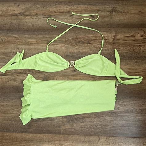 Moda Minx Green Bikini Top And Sarong Size S Depop