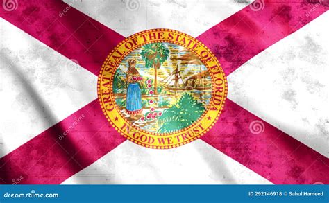 Florida State Usa Grunge Flag Video Animation With Seamless Loop