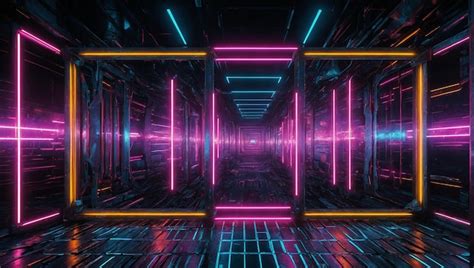 Scifi and cyber vintage neon frame wallpaper with equal | Premium AI-generated image