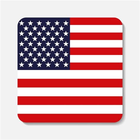 Флаг сша плоский значок. квадратный векторный элемент с тенью под ним ...