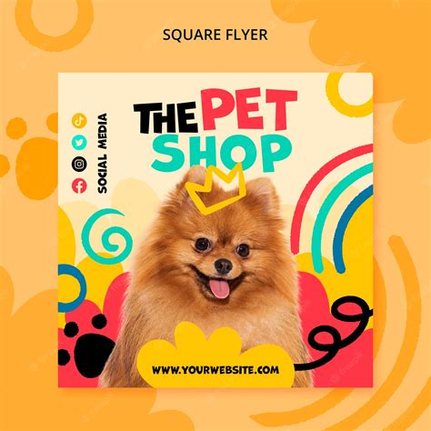 Premium Psd Flat Design Pet Shop Square Flyer Template