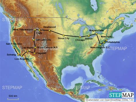 Stepmap Rundreise Usa Landkarte F R Nordamerika