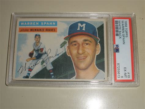 Topps Baseball White Back Warren Spahn Psa Ex Mt Ebay