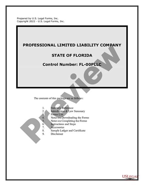 Florida Professional Limited Liability Company PLLC Formation Package ...