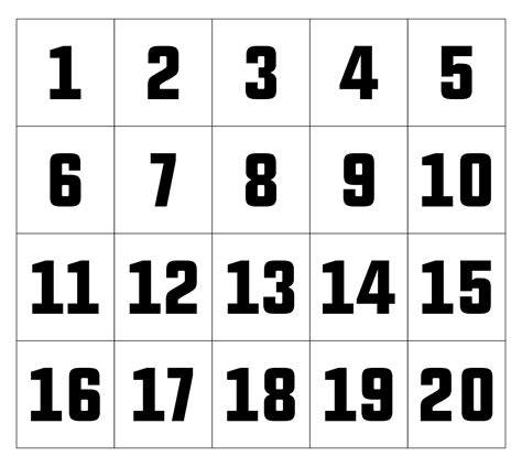 Numbers 1 To 20 Free Printable