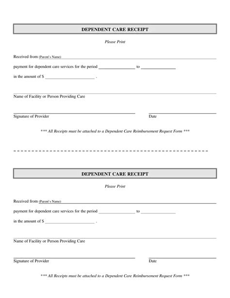 Dependent Care Receipt Fill Out Printable PDF Forms Online