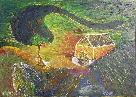 The old barn and the Tree Painting by Vangelis Notopoulos - Pixels