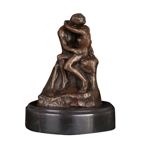 The Kiss Statue By Rodin Bronze Small Figurine Romantic Couple Man And