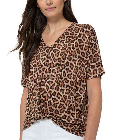 Michael Kors Leopard Print Twist Front Top And Reviews Tops Women