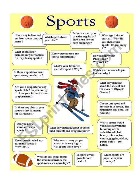 Sports Speaking ESL Worksheet By Denfer