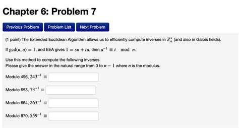 Solved 1 Point The Extended Euclidean Algorithm Allows Us