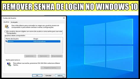 Como Remover Solicitação da Senha de Login no Windows 10 YouTube