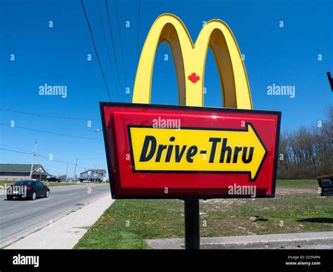 Mcdonalds Drive Thru Restaurant Sign Ontario Canada Stock Photo