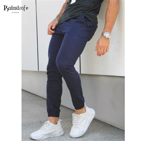 Joggers De Gabardina Azul Marino Distrito Moda