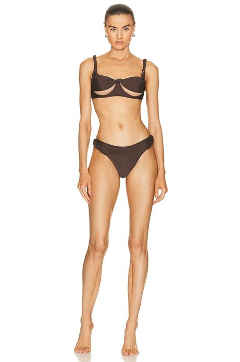 Di Petsa Twisted Underbust Bikini Bottom In Brown FWRD