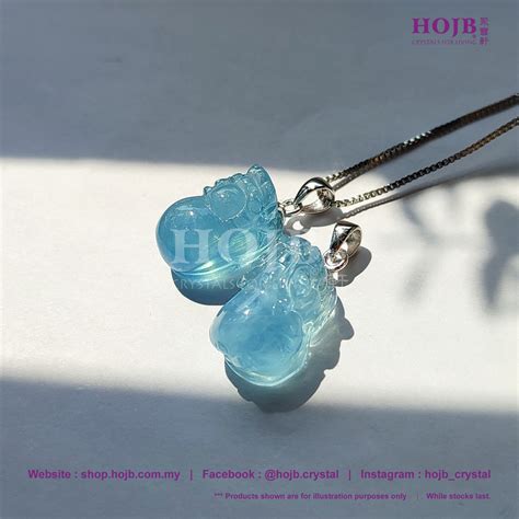 Hojb Natural Aquamarine Prosperity Pi Xiu S Silver Pendant X Mm