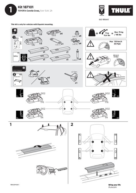 Thule Roof Rack Installation Instructions for Montagekit 7101