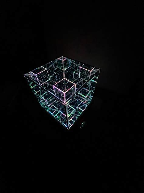 Tesseract Hypercube Infinity Mirror Art Sculpture In Stock Etsy