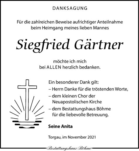 Traueranzeigen Von Siegfried G Rtner Trauer Anzeigen De