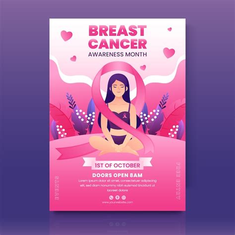 Free Vector Realistic Breast Cancer Awareness Month Vertical Flyer