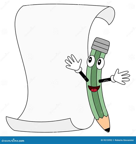 Cartoon Pencil And Paper Stock Vector Illustration Of Isolated 9515992