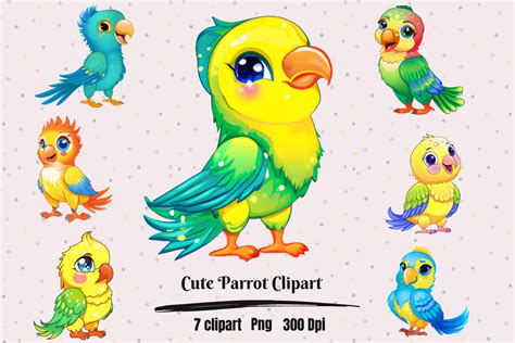 Cute Kawaii Parrot Clipart Gráfico Por Hamees Store · Creative Fabrica